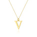 COLIER CU PANDANTIV LITERA V DIN AUR 14K CU Diamant Natural 0.005 CT