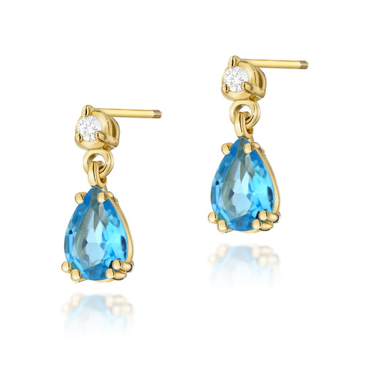 Cercei Aur 14K cu Topaz Albastru 1.80 ct si Diamante Naturale Naturale 0.04 ct