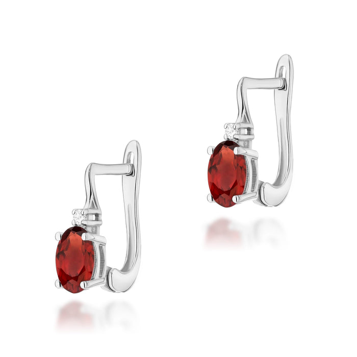 Cercei Aur 14K cu Garnet 1.00 ct si Diamante 0.029 ct