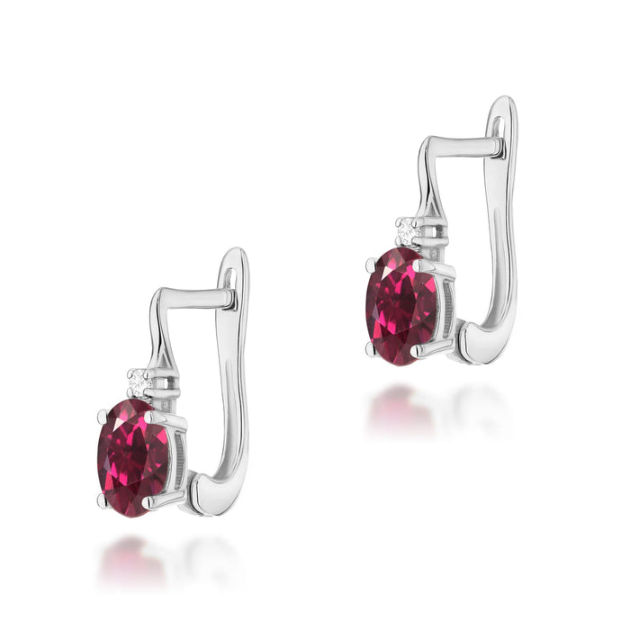 Cercei Aur 14K K0011 Rodolit 1.00ct Diamante 0.029ct