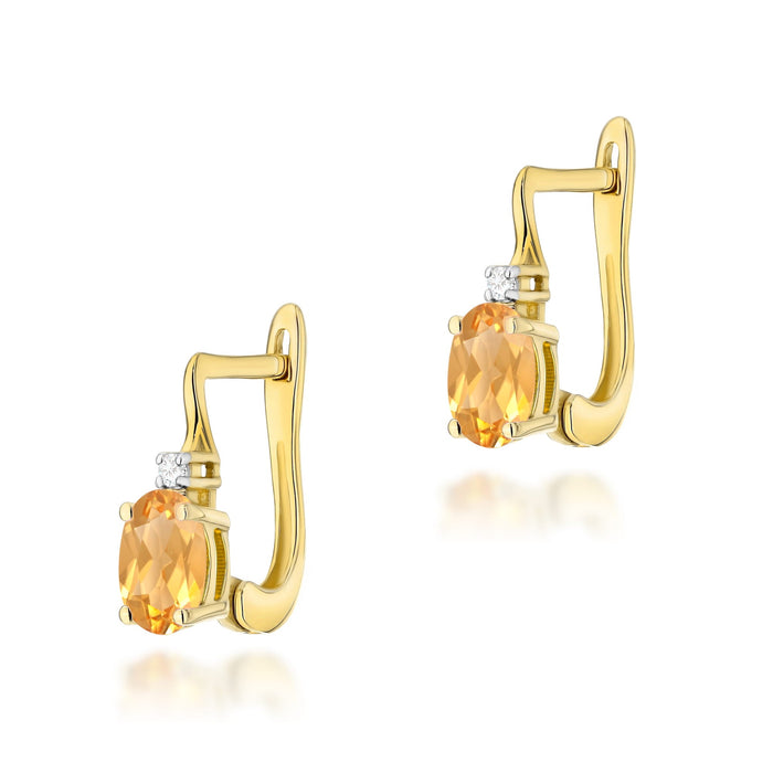 Cercei Aur 14K cu Citrine 0.60 ct si Diamante 0.029 ct
