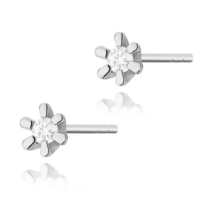 Cercei Aur 14K cu Diamante Naturale 0.04 ct - Alb