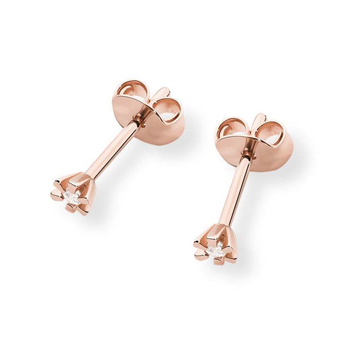 Cercei Aur 14K cu Diamante Naturale 0.04 ct - Roz