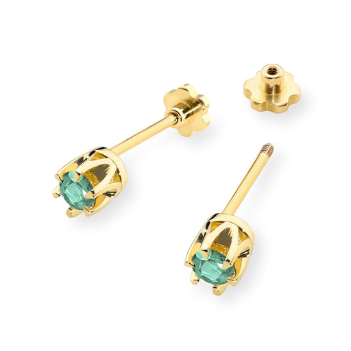 Cercei Aur 14K K0032 Smarald 2 x 0.15ct cu Șurub