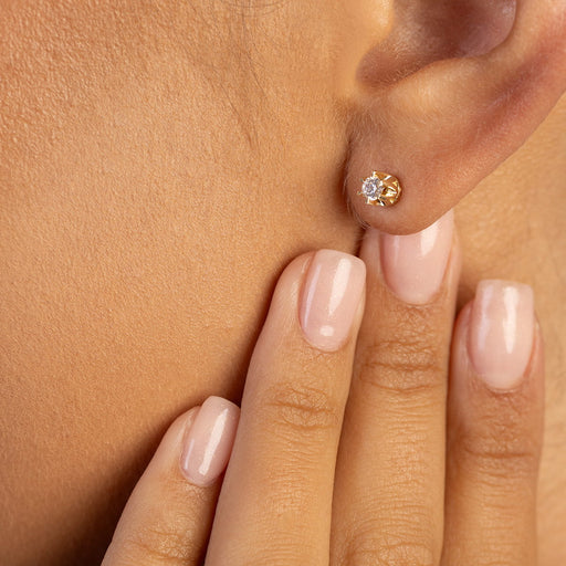 Cercei Aur 14K cu Diamant de Laborator 0.10 ct