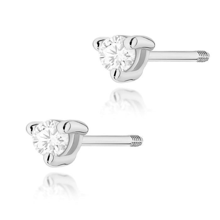 Cercei Aur 14 k cu Diamante Naturale 0.08 ct - Alb