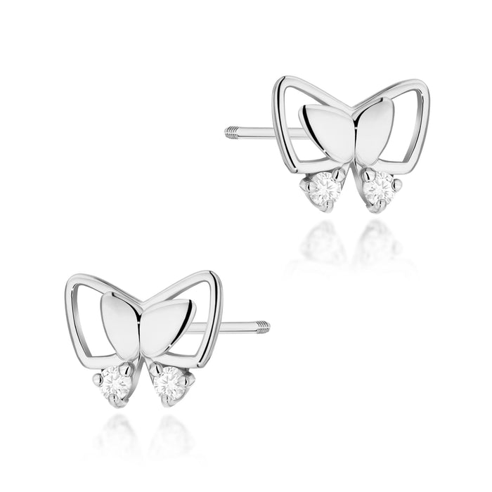 Cercei Aur 14K cu Diamante Naturale 0.08 ct - Alb