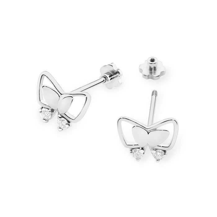 Cercei Aur 14K cu Diamante Naturale 0.08 ct - Alb