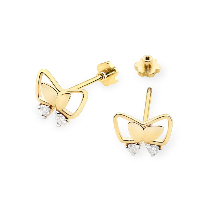 Cercei Aur 14K cu Diamante Naturale 0.08 ct - Galben