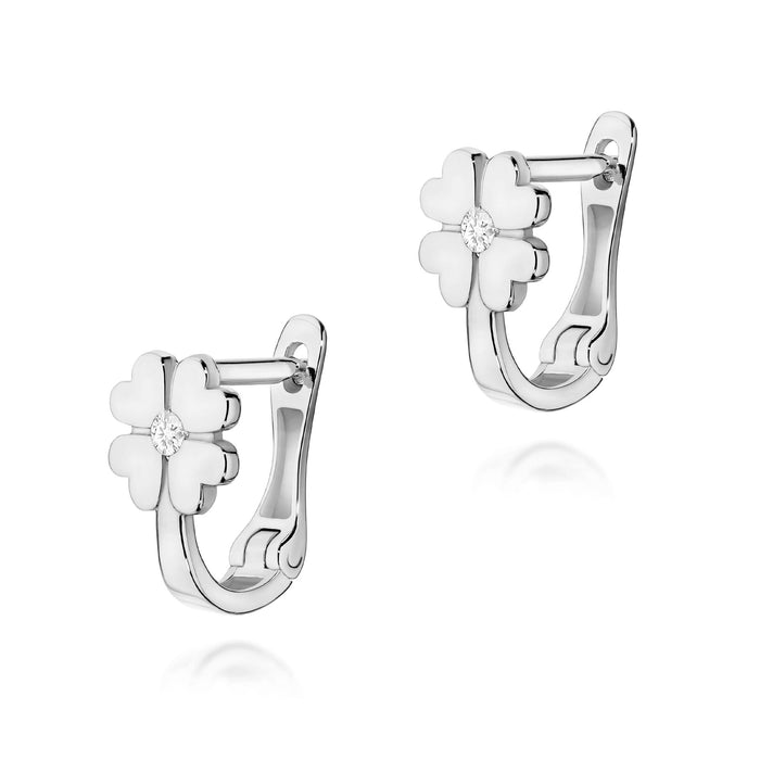 Cercei Aur 14K cu Diamante Naturale  0.06 ct - Alb