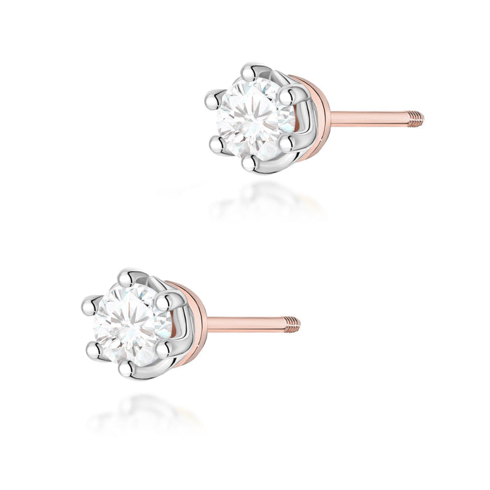 Cercei Aur 14K cu Diamant Natural 0.40 ct Filet cu Protectie