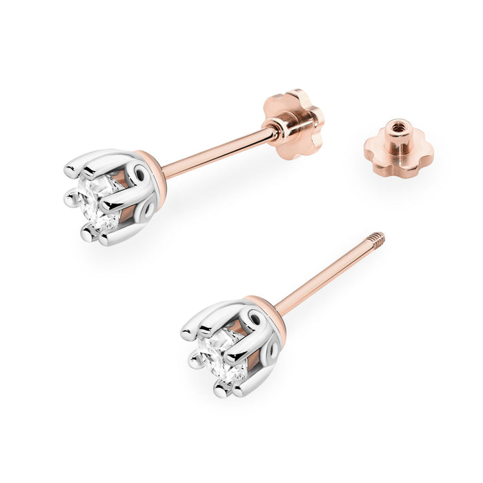 Cercei Aur 14K cu Diamant Natural 0.40 ct Filet cu Protectie
