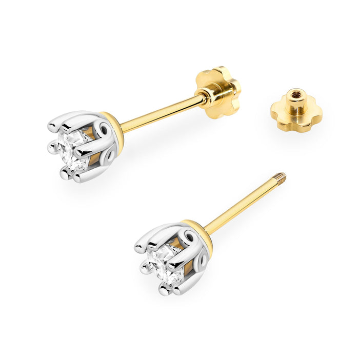 Cercei Aur 14K cu Diamant Natural 0.40 ct Filet cu Protectie
