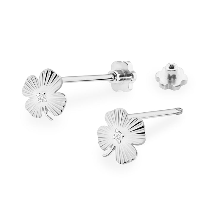 Cercei Aur 14K cu Diamante Naturale 0.01 ct Filet cu Protectie