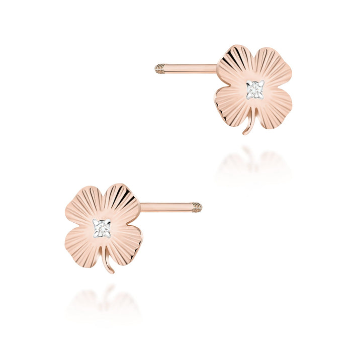 Cercei Aur 14K cu Diamante Naturale 0.01 ct Filet cu Protectie