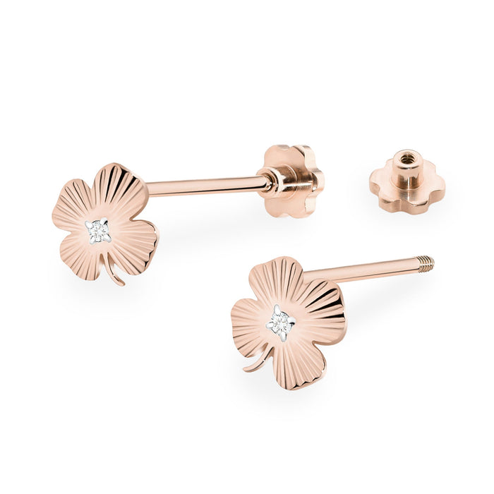 Cercei Aur 14K cu Diamante Naturale 0.01 ct Filet cu Protectie