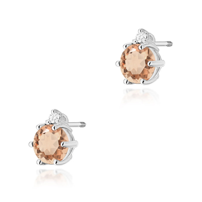 Cercei Aur 14K Cu Morganit 2 x 0.40ct și Diamante K0076