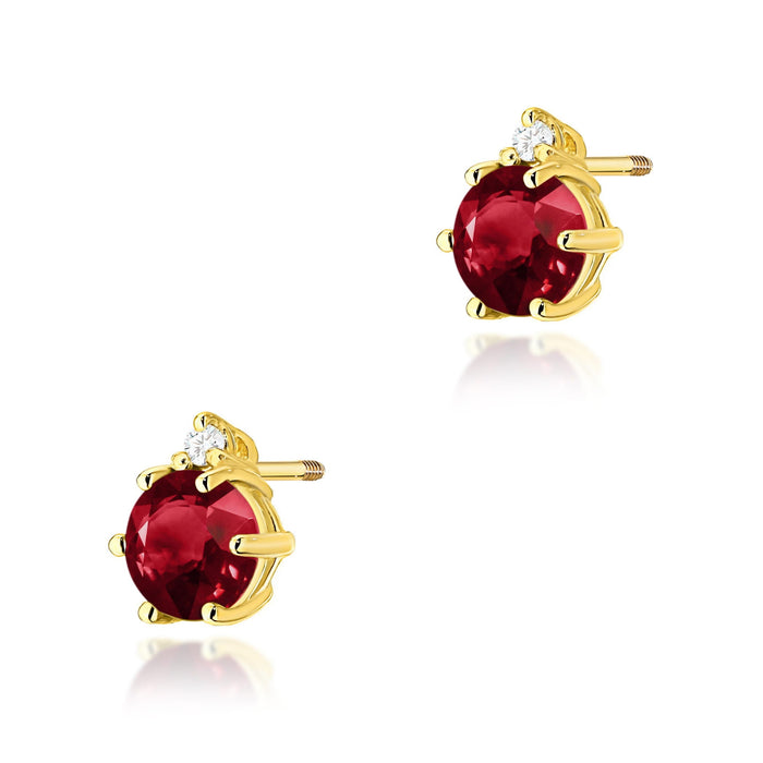 Cercei Aur 14K K0076 cu Granat și Diamante