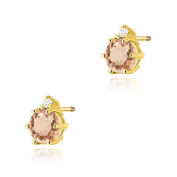 Cercei Aur 14K Cu Morganit 2 x 0.40ct și Diamante K0076