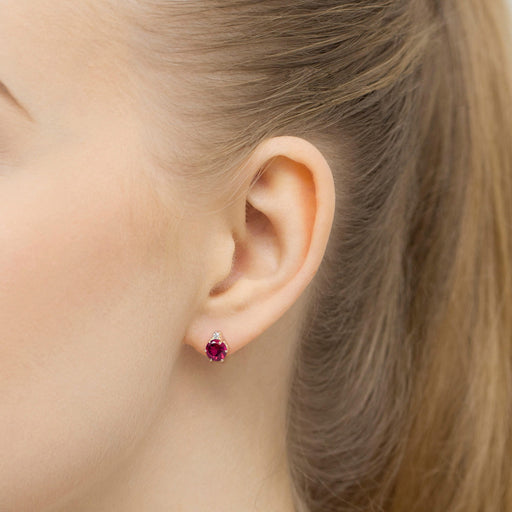 Cercei Aur 14K K0076 Rodolit 2 x 0.60ct Diamante