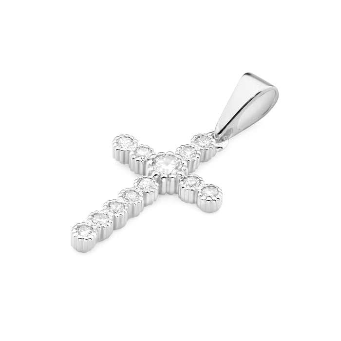 Pandantiv Cruce Aur 14 K cu Diamante Naturale 0.32 ct