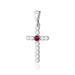 Pandantiv Cruce Aur 14K cu Rubin 0.15 ct si Diamante Naturale