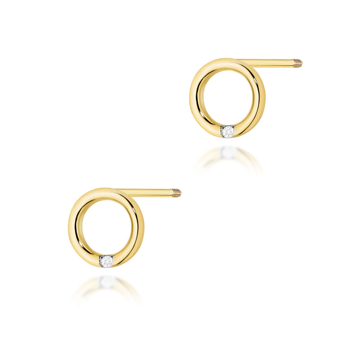 Cercei Aur 14K cu Diamante Naturale 0.01 ct Filet cu Protectie