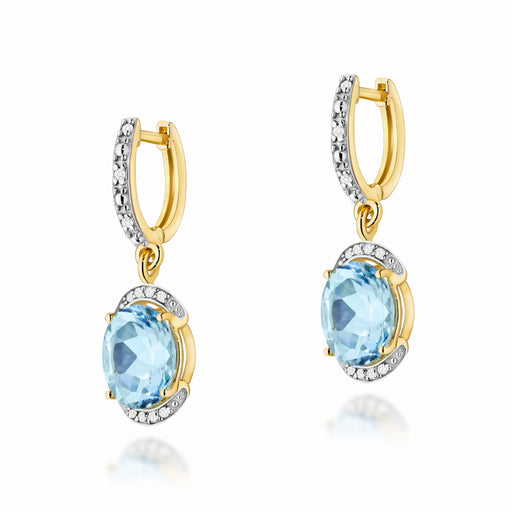 Cercei Aur 14K cu Topaz 6.00 ct si Diamant 0.13 ct - Galben