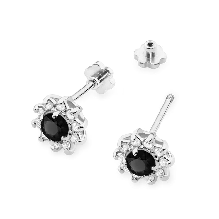 Cercei Aur 14K K0185 Diamant Negru 2 x 0.12ct
