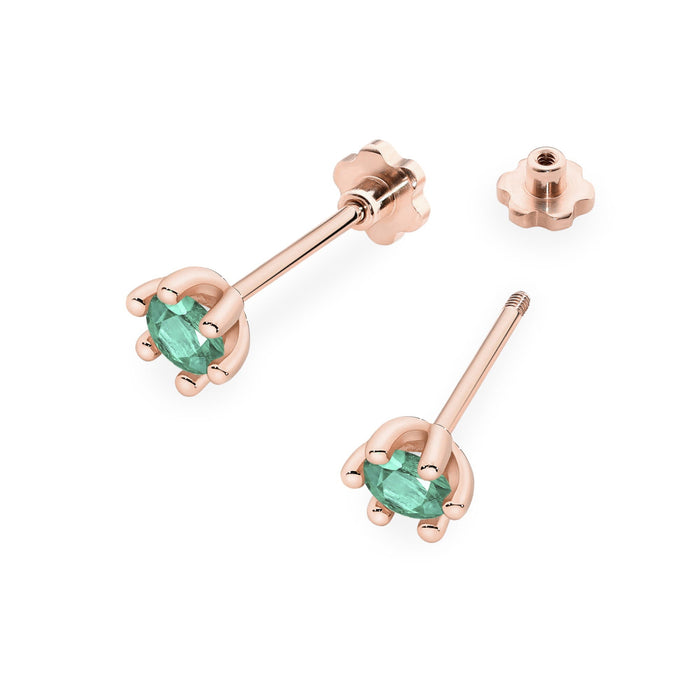 Cercei Aur 14K K0222 Smarald 2 x 0.30ct