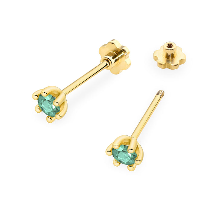 Cercei Aur 14K K0222 Smarald 2 x 0.15ct