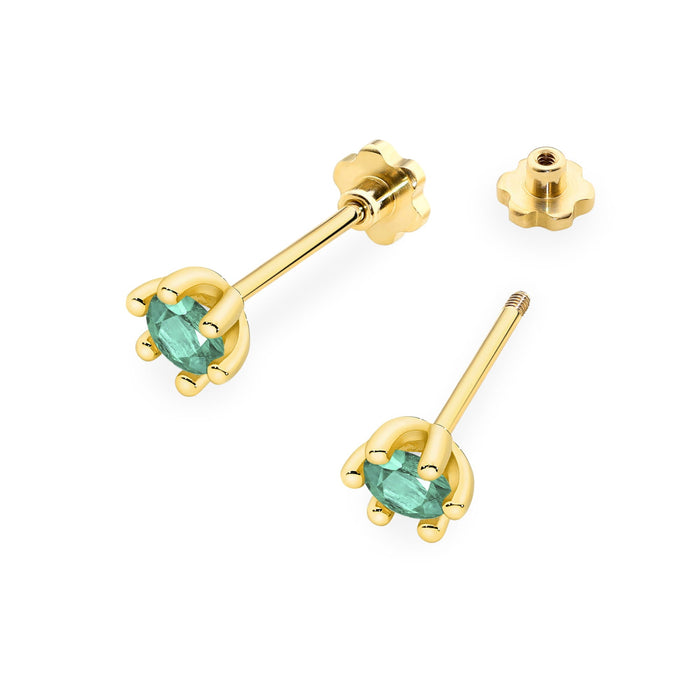 Cercei Aur 14K K0222 Smarald 2 x 0.30ct