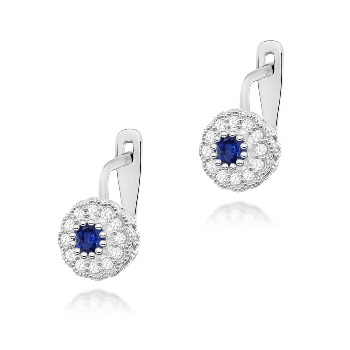 Cercei Aur 14K cu Safir 0.30 ct si Diamante Naturale 0.21 ct