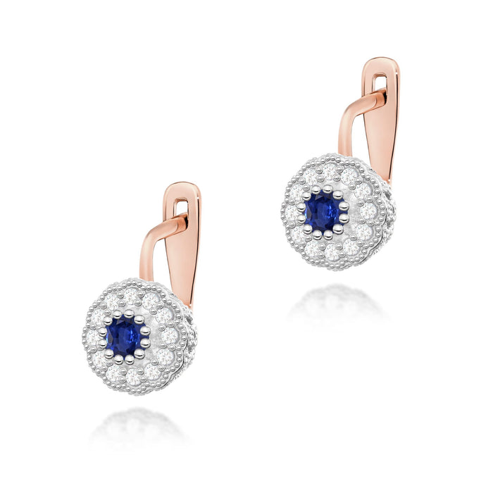 Cercei Aur 14K cu Safir 0.30 ct si Diamante Naturale 0.21 ct