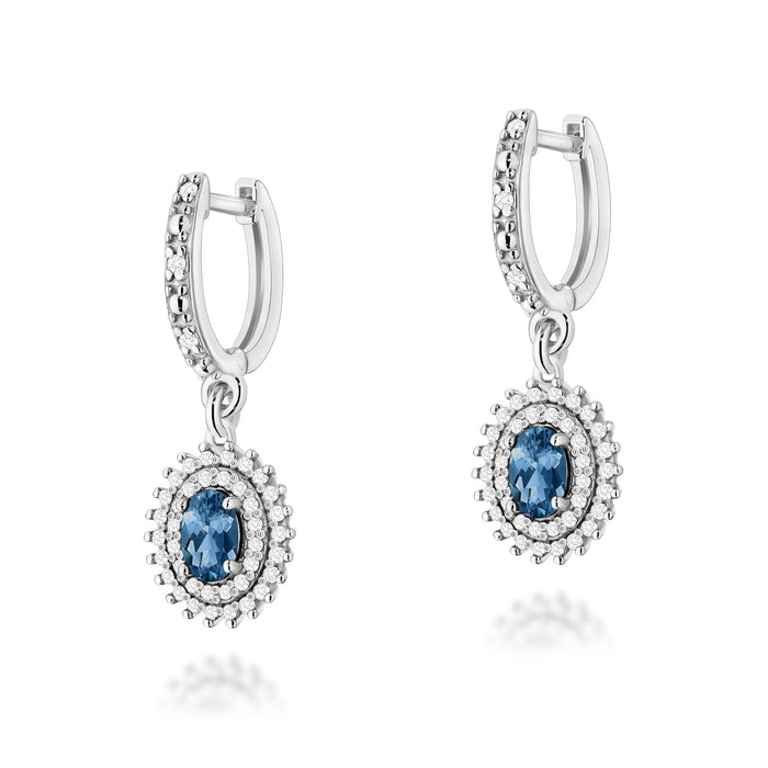 Cercei Aur 14K cu Topaz London Blue 0.50 ct si Diamante Naturale 0.44 ct