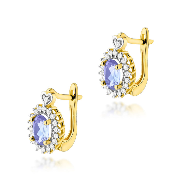 Cercei Aur 14K cu Tanzanit 0.80 ct si Diamante Naturale Naturale 0.19 ct