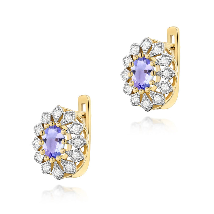 Cercei Aur 14K cu Tanzanit 0.40 ct si Diamante Naturale 0.21 ct
