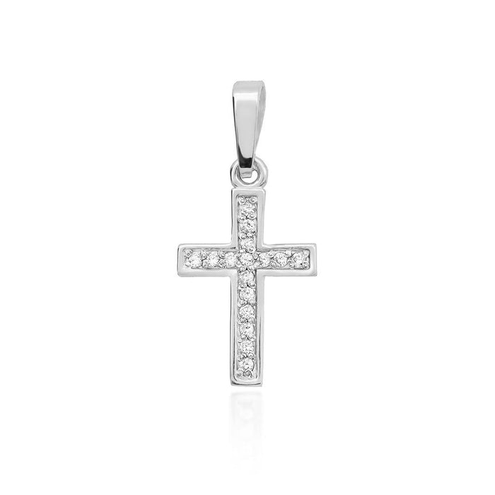 Pandantiv Cruce Aur 14K cu Diamante Naturale 0.08 ct