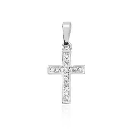 Pandantiv Cruce Aur 14K cu Diamante Naturale 0.08 ct
