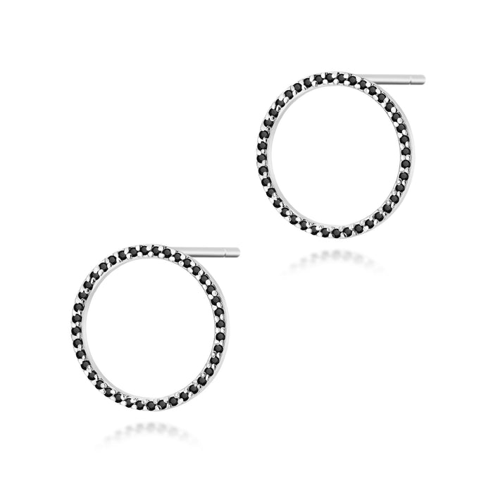 Cercei Aur 14K cu Diamante Negre Naturale 0.40 ct - Alb