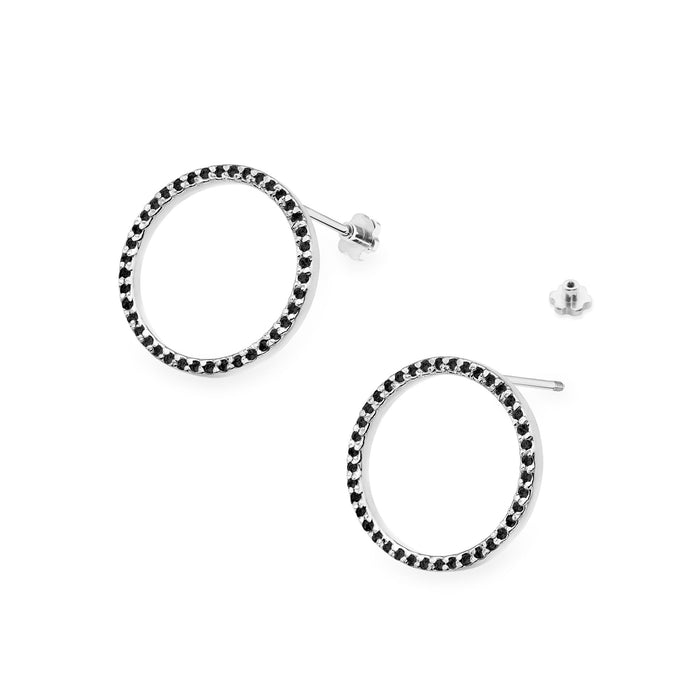 Cercei Aur 14K cu Diamante Negre Naturale 0.40 ct - Alb