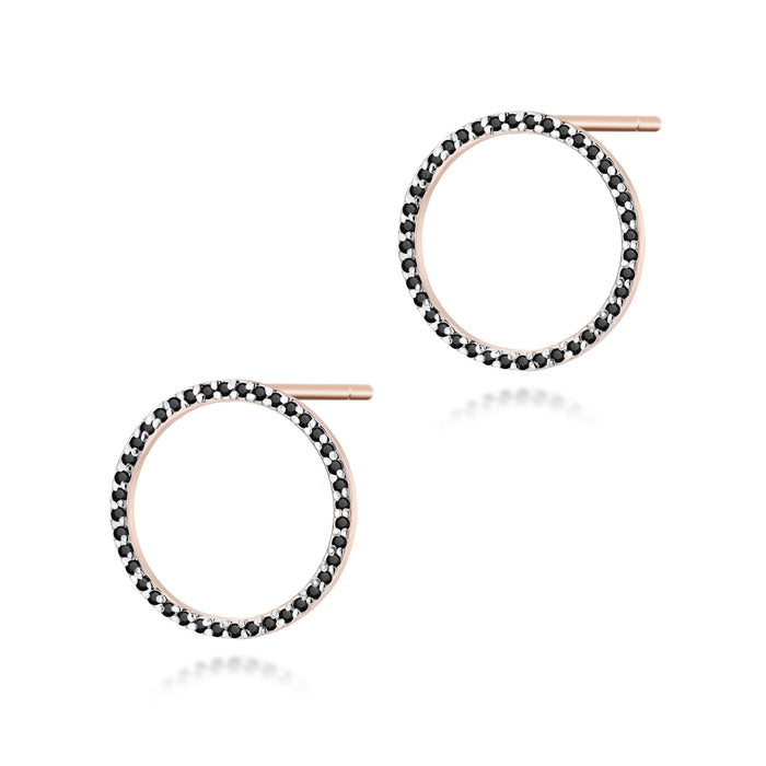 Cercei Aur 14K cu Diamante Negre Naturale 0.40 ct - Roz