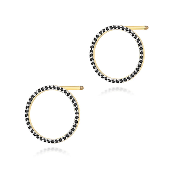 Cercei Aur 14K cu Diamante Negre Naturale 0.40 ct - Galben