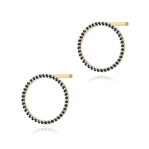 Cercei Aur 14K cu Diamante Negre Naturale 0.40 ct - Galben