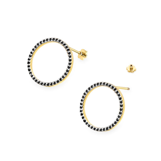 Cercei Aur 14K cu Diamante Negre Naturale 0.40 ct - Galben