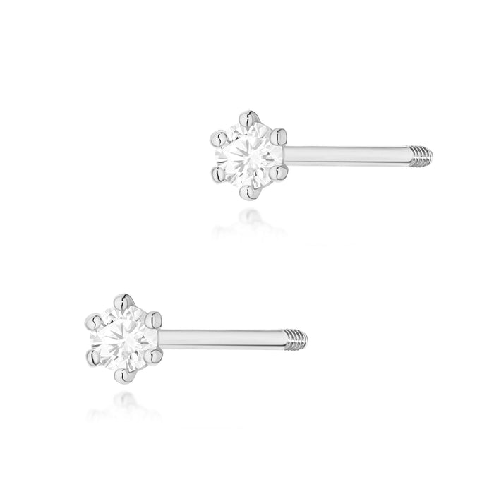 Cercei Aur 14K cu Diamante Naturale 0.08 ct - Alb