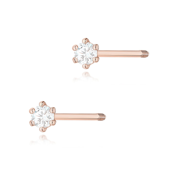 Cercei Aur 14K cu Diamante Naturale 0.08 ct - Roz