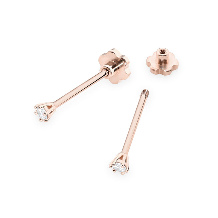 Cercei Aur 14K cu Diamante Naturale 0.08 ct - Roz