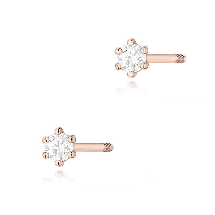 Cercei Aur 14K Diamant 2 x 0.05ct Rotund K0501