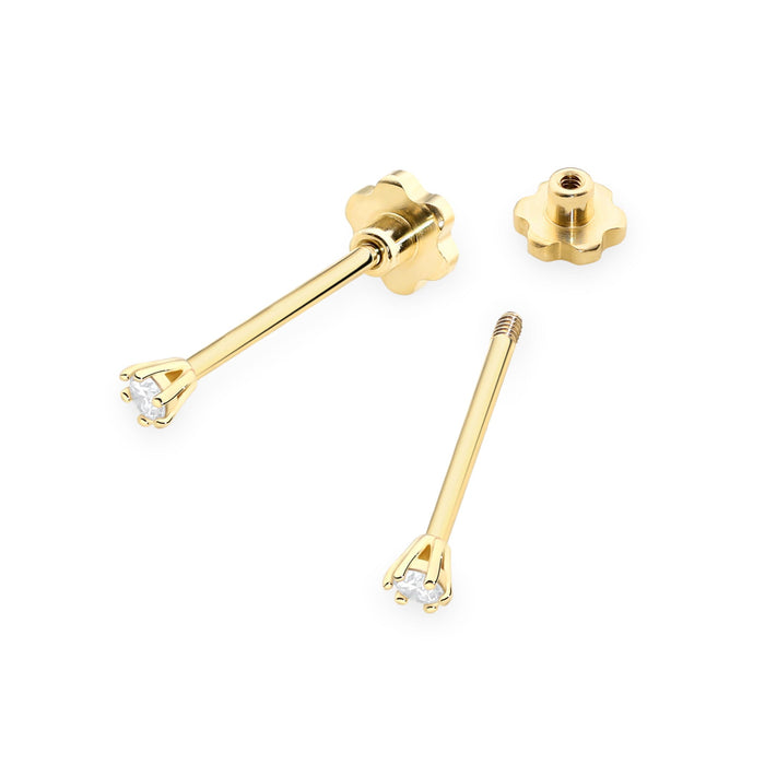 Cercei Aur 14K cu Diamante Naturale 0.08 ct - Galben